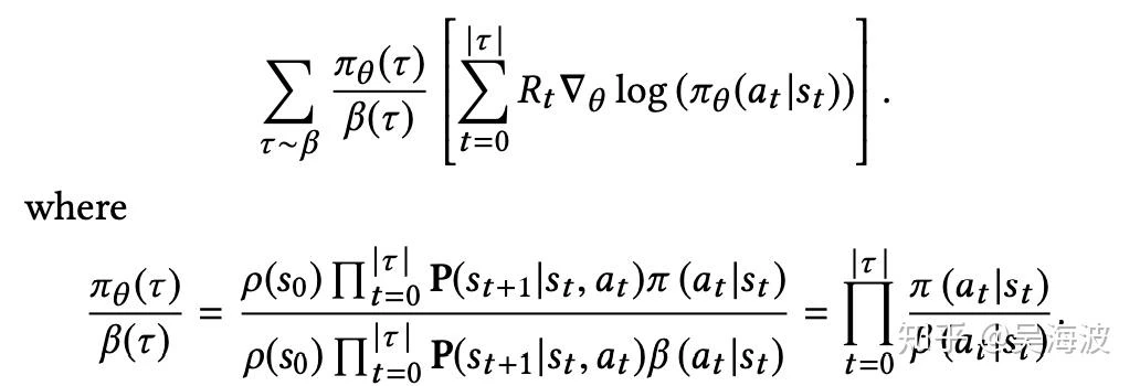 Off-policy correction formula from the YouTube RL recommender paper