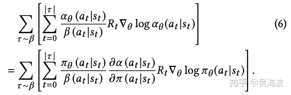 Off-policy correction formula from the YouTube RL recommender paper