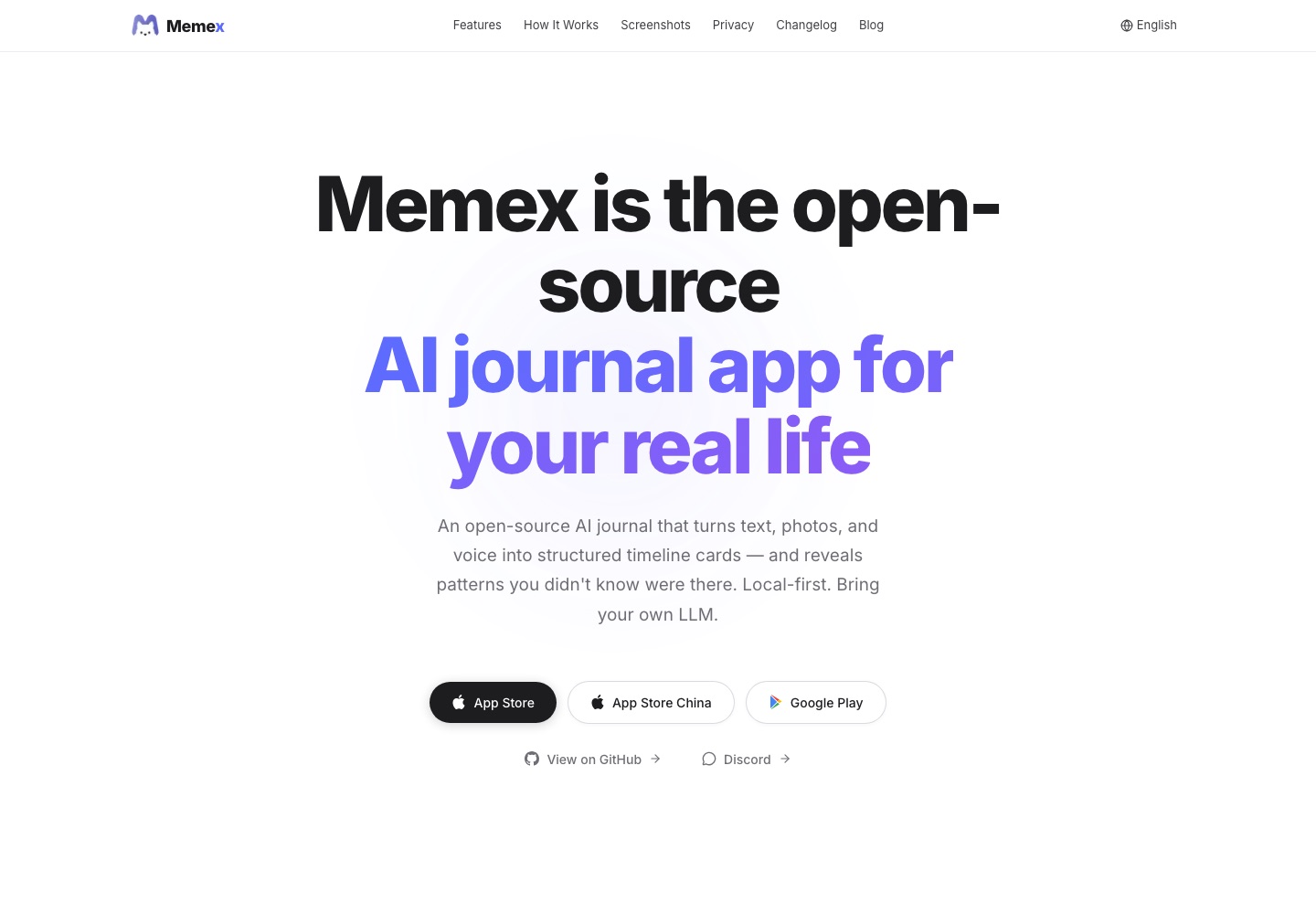 Memex homepage screenshot